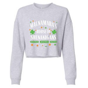 Mcnamara House Of Shenanigans Personalized St Patricks Day Cool Gift Cropped Pullover Crew