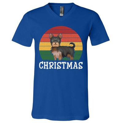 Matching Holiday Outfits Retro Yorkshire Terrier Christmas Gift V-Neck T-Shirt