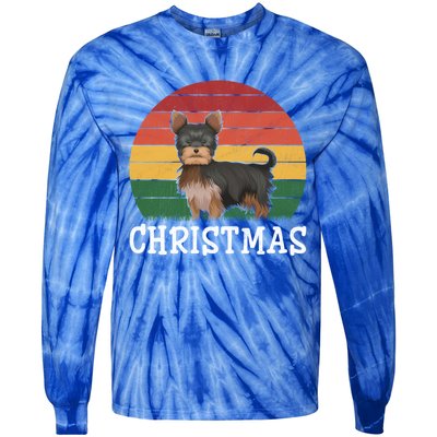 Matching Holiday Outfits Retro Yorkshire Terrier Christmas Gift Tie-Dye Long Sleeve Shirt