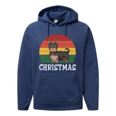 Matching Holiday Outfits Retro Yorkshire Terrier Christmas Gift Performance Fleece Hoodie