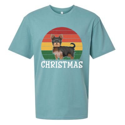 Matching Holiday Outfits Retro Yorkshire Terrier Christmas Gift Sueded Cloud Jersey T-Shirt