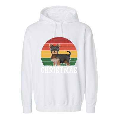 Matching Holiday Outfits Retro Yorkshire Terrier Christmas Gift Garment-Dyed Fleece Hoodie