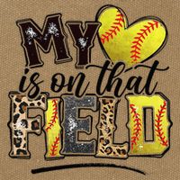 My Heart On That Field Leopard Softball Mama Mom Mothers Day Cotton Canvas Backpack