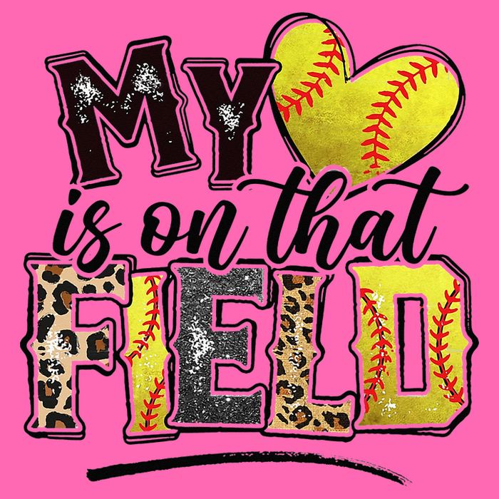 My Heart On That Field Leopard Softball Mama Mom Mothers Day Stripe Pom Pom Beanie