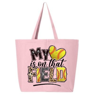 My Heart On That Field Leopard Softball Mama Mom Mothers Day 25L Jumbo Tote