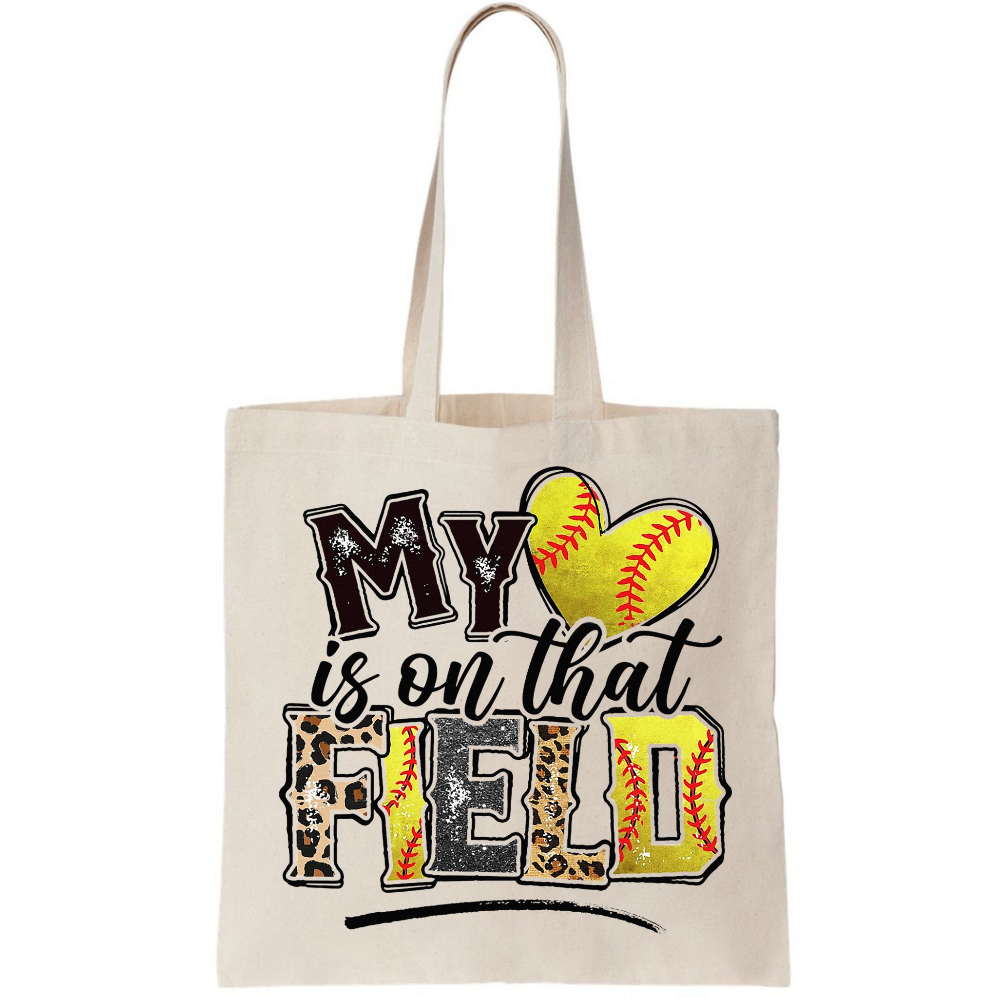 My Heart On That Field Leopard Softball Mama Mom Mothers Day Bag