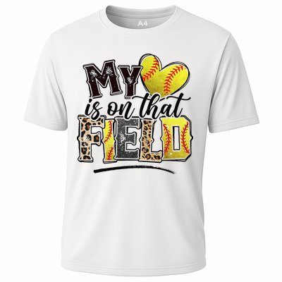My Heart On That Field Leopard Softball Mama Mom Mothers Day Performance Shirt