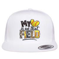 My Heart On That Field Leopard Softball Mama Mom Mothers Day Flat Bill Trucker Hat