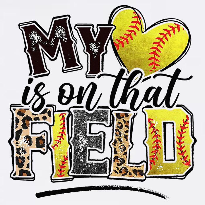 My Heart On That Field Leopard Softball Mama Mom Mothers Day Cooling Performance Long Sleeve Crew