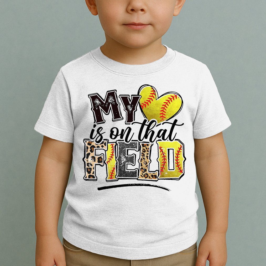 My Heart On That Field Leopard Softball Mama Mom Mothers Day Toddler T-Shirt