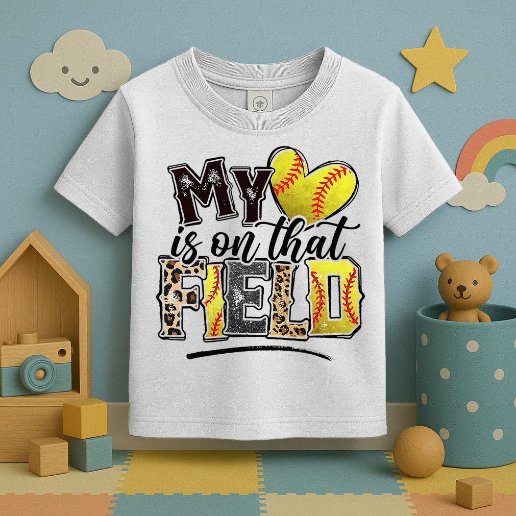 My Heart On That Field Leopard Softball Mama Mom Mothers Day Toddler T-Shirt