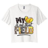 My Heart On That Field Leopard Softball Mama Mom Mothers Day Women's Crop Top Tee