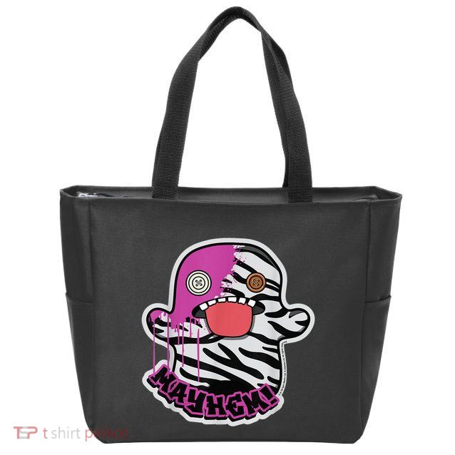May Hem Oogah Boogah Zebra Paint Splat Zip Tote Bag