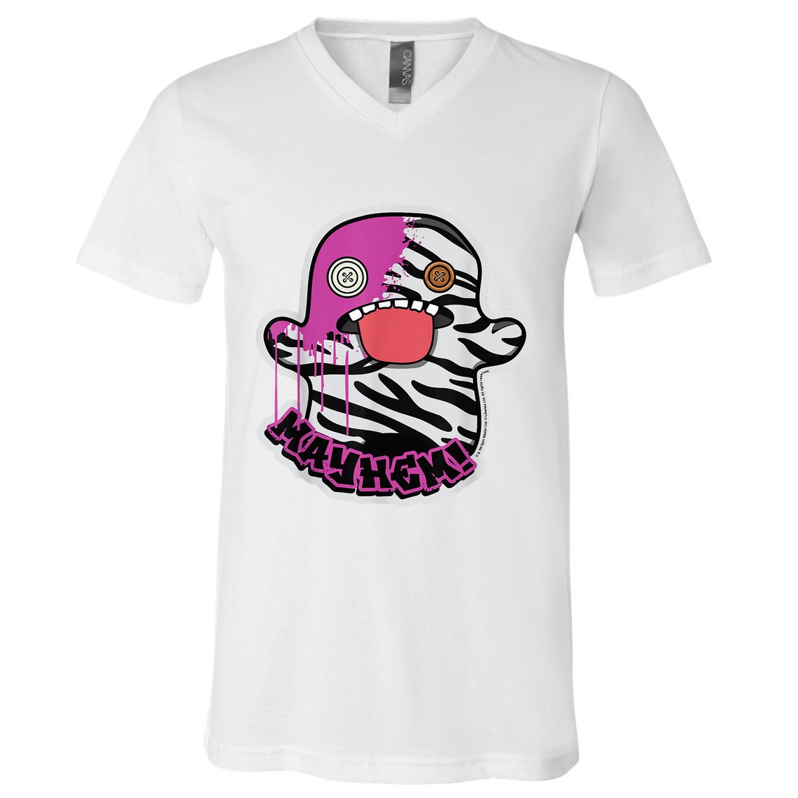 May Hem Oogah Boogah Zebra Paint Splat V-Neck T-Shirt