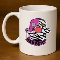 May Hem Oogah Boogah Zebra Paint Splat 11oz C Handle Ceramic Mug