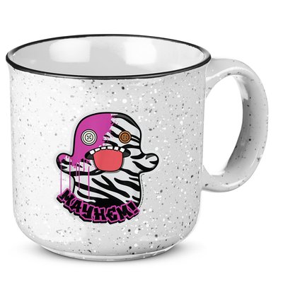 May Hem Oogah Boogah Zebra Paint Splat 15oz Campfire Ceramic Mug