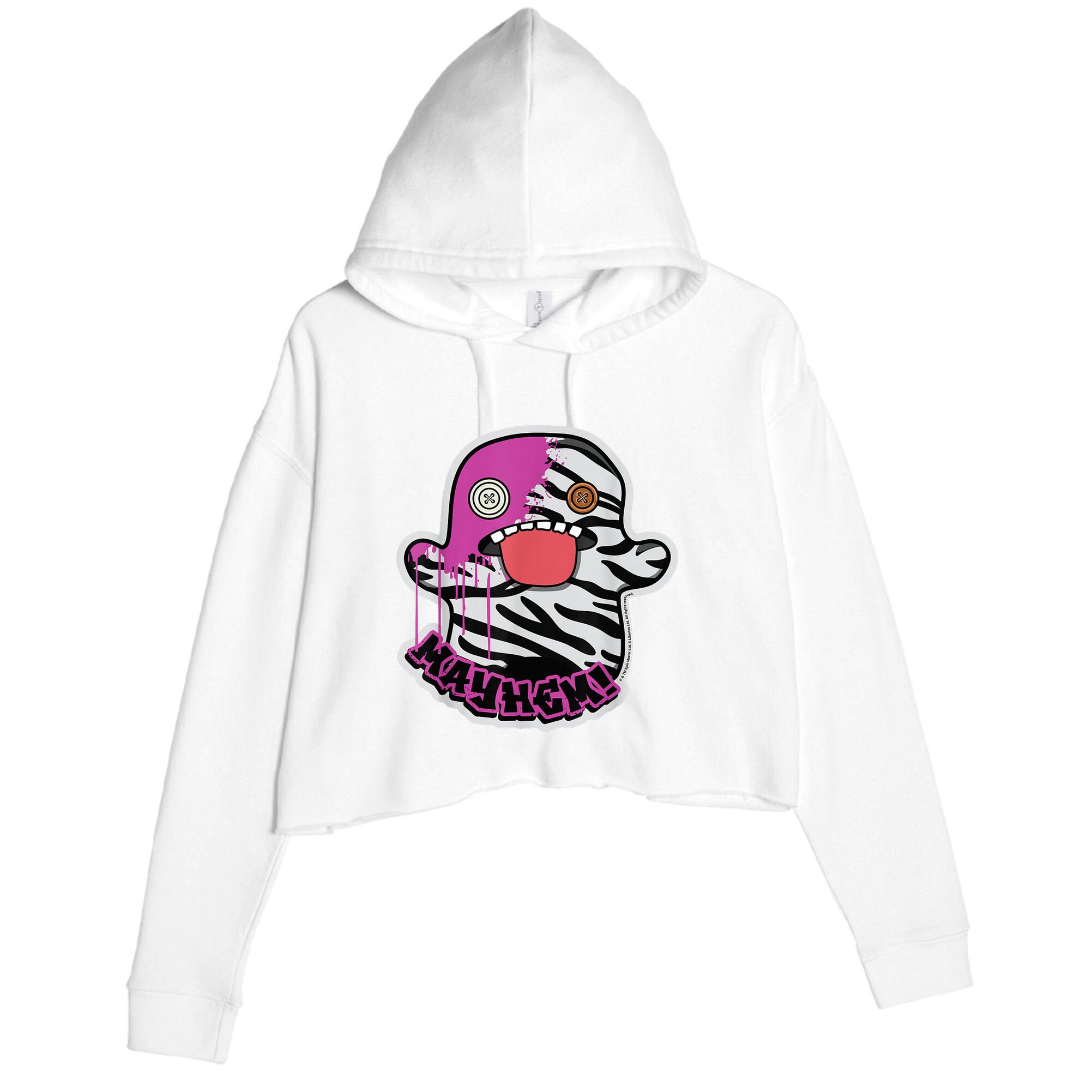 May Hem Oogah Boogah Zebra Paint Splat Crop Fleece Hoodie