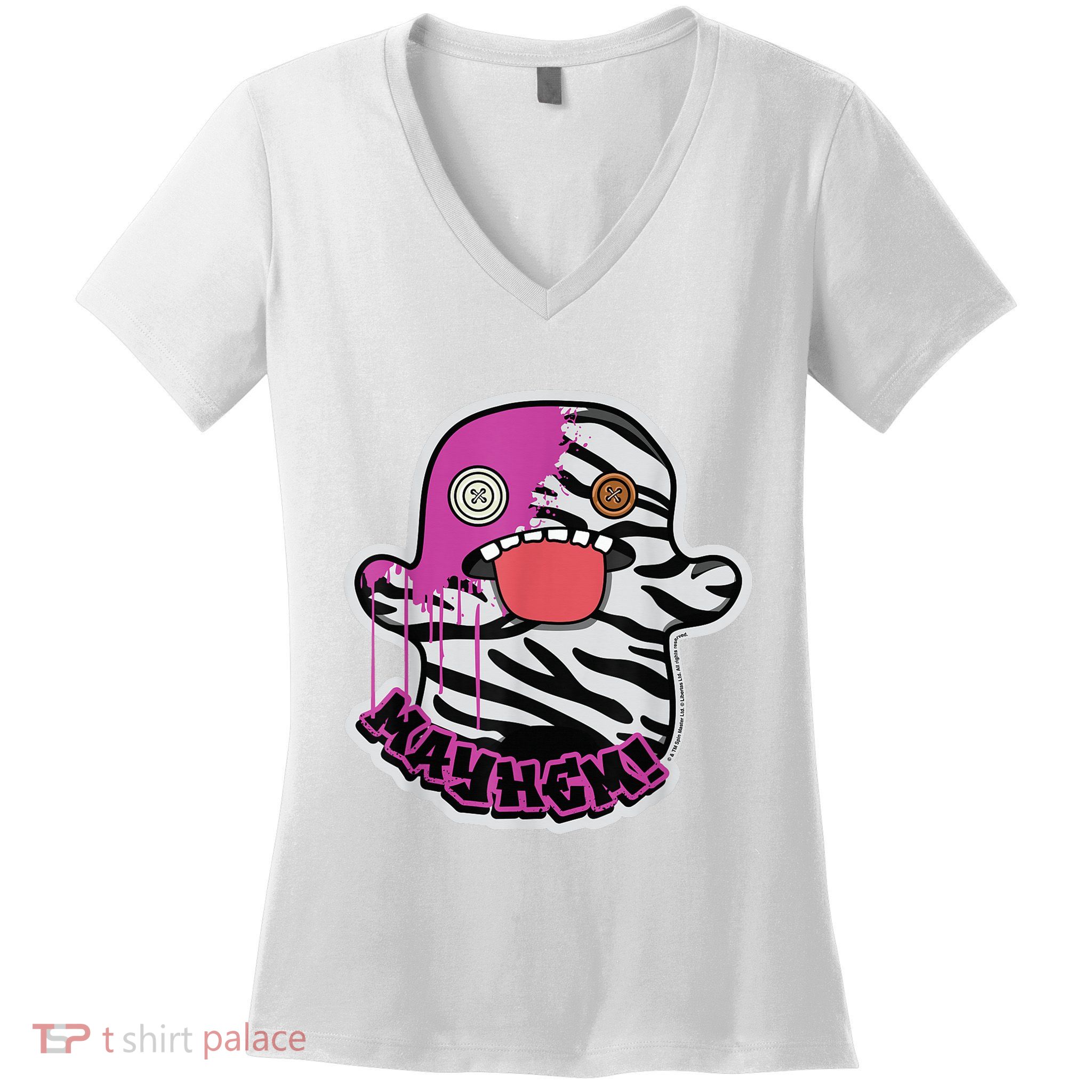 May Hem Oogah Boogah Zebra Paint Splat Women's V-Neck T-Shirt