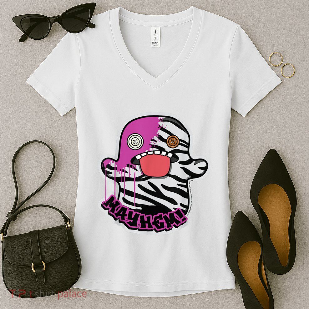 May Hem Oogah Boogah Zebra Paint Splat Women's V-Neck T-Shirt