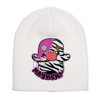 May Hem Oogah Boogah Zebra Paint Splat Short Acrylic Beanie