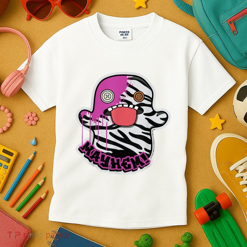 May Hem Oogah Boogah Zebra Paint Splat Kids T-Shirt