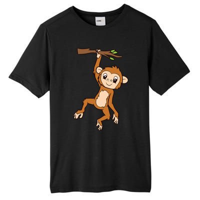 Monkey Hanging On Branch Ape Cute Monkey Tall Fusion ChromaSoft Performance T-Shirt