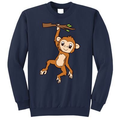 Monkey Hanging On Branch Ape Cute Monkey Sweatshirt