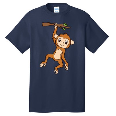 Monkey Hanging On Branch Ape Cute Monkey Tall T-Shirt