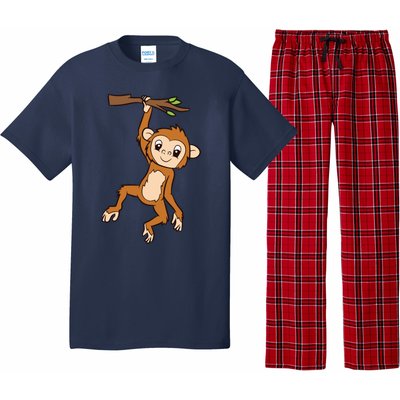 Monkey Hanging On Branch Ape Cute Monkey Pajama Set