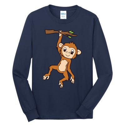 Monkey Hanging On Branch Ape Cute Monkey Tall Long Sleeve T-Shirt