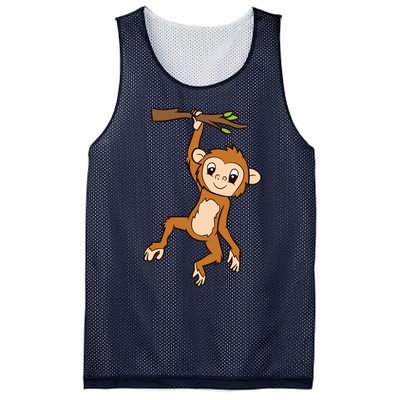 Monkey Hanging On Branch Ape Cute Monkey Mesh Reversible Basketball Jersey Tank