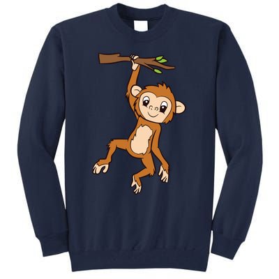 Monkey Hanging On Branch Ape Cute Monkey Tall Sweatshirt