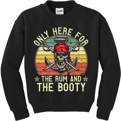 mb Here Only For The Rum And The Booty Pirate Halloween Kids Sweatshirt