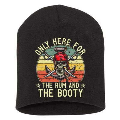 mb Here Only For The Rum And The Booty Pirate Halloween Short Acrylic Beanie