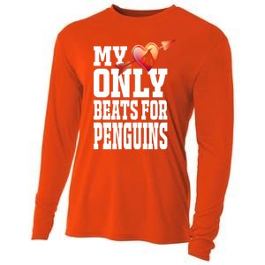 My Heart Only Beats For Penguins Funny Valentines Day Gift Funny Gift Cooling Performance Long Sleeve Crew