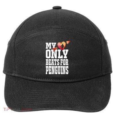 My Heart Only Beats For Penguins Funny Valentines Day Gift Funny Gift 7-Panel Snapback Hat