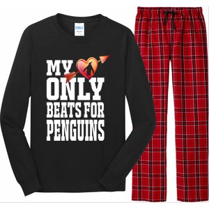 My Heart Only Beats For Penguins Funny Valentines Day Gift Funny Gift Long Sleeve Pajama Set