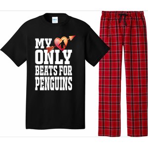 My Heart Only Beats For Penguins Funny Valentines Day Gift Funny Gift Pajama Set