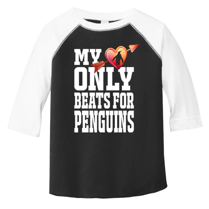 My Heart Only Beats For Penguins Funny Valentines Day Gift Funny Gift Toddler Fine Jersey T-Shirt
