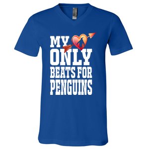 My Heart Only Beats For Penguins Funny Valentines Day Gift Funny Gift V-Neck T-Shirt