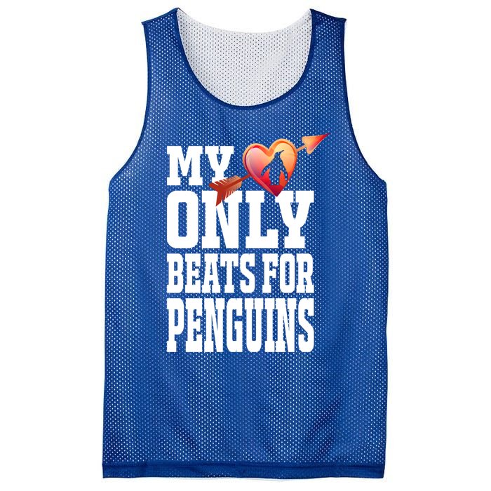 My Heart Only Beats For Penguins Funny Valentines Day Gift Funny Gift Mesh Reversible Basketball Jersey Tank