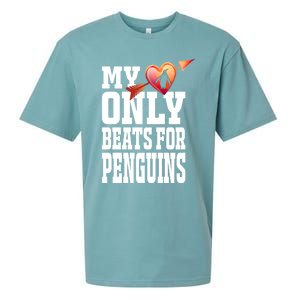 My Heart Only Beats For Penguins Funny Valentines Day Gift Funny Gift Sueded Cloud Jersey T-Shirt