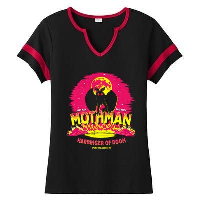 Mothman Harbinger Of Doom! Funny Cute Cryptid Creature Ladies Halftime Notch Neck Tee