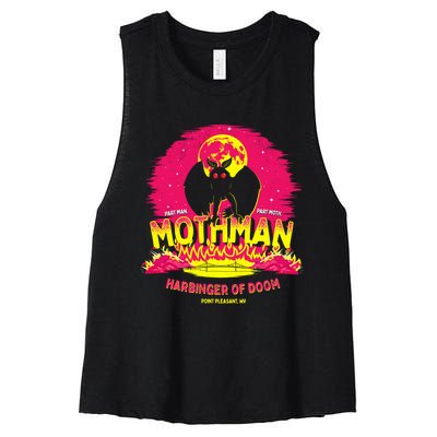 Mothman Harbinger Of Doom! Funny Cute Cryptid Creature Women's Racerback Cropped Tank