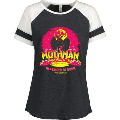 Mothman Harbinger Of Doom! Funny Cute Cryptid Creature Enza Ladies Jersey Colorblock Tee