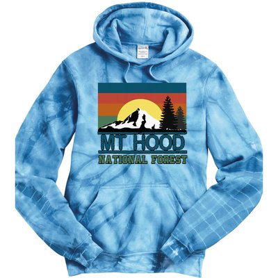 Mt Hood Oregon National Forest Trees Retro Tie Dye Hoodie