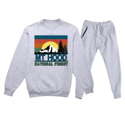 Mt Hood Oregon National Forest Trees Retro Premium Crewneck Sweatsuit Set