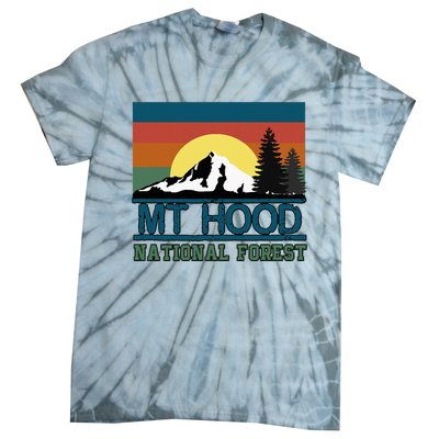 Mt Hood Oregon National Forest Trees Retro Tie-Dye T-Shirt