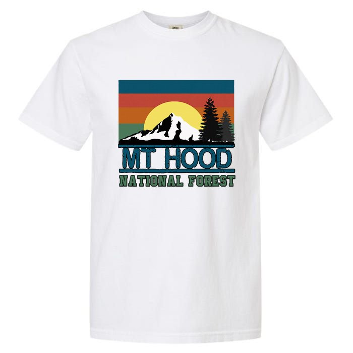 Mt Hood Oregon National Forest Trees Retro Garment-Dyed Heavyweight T-Shirt