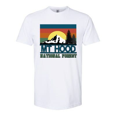 Mt Hood Oregon National Forest Trees Retro Softstyle CVC T-Shirt